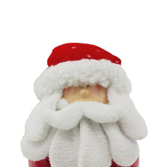 Santa Claus Ceramic Cookie Jar With Cloth Hat & Beard 11 inch  Christmas Vintage - Picture 8 of 9